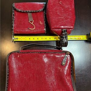 Samantha Brown 3 pieces of Red Crocodile Embossed Travel Set Excellent condition